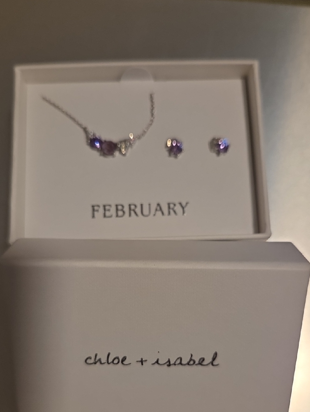 Chloe + Isabel Purple Amethyst Necklace and Stud Earrings Set - S010AMSR